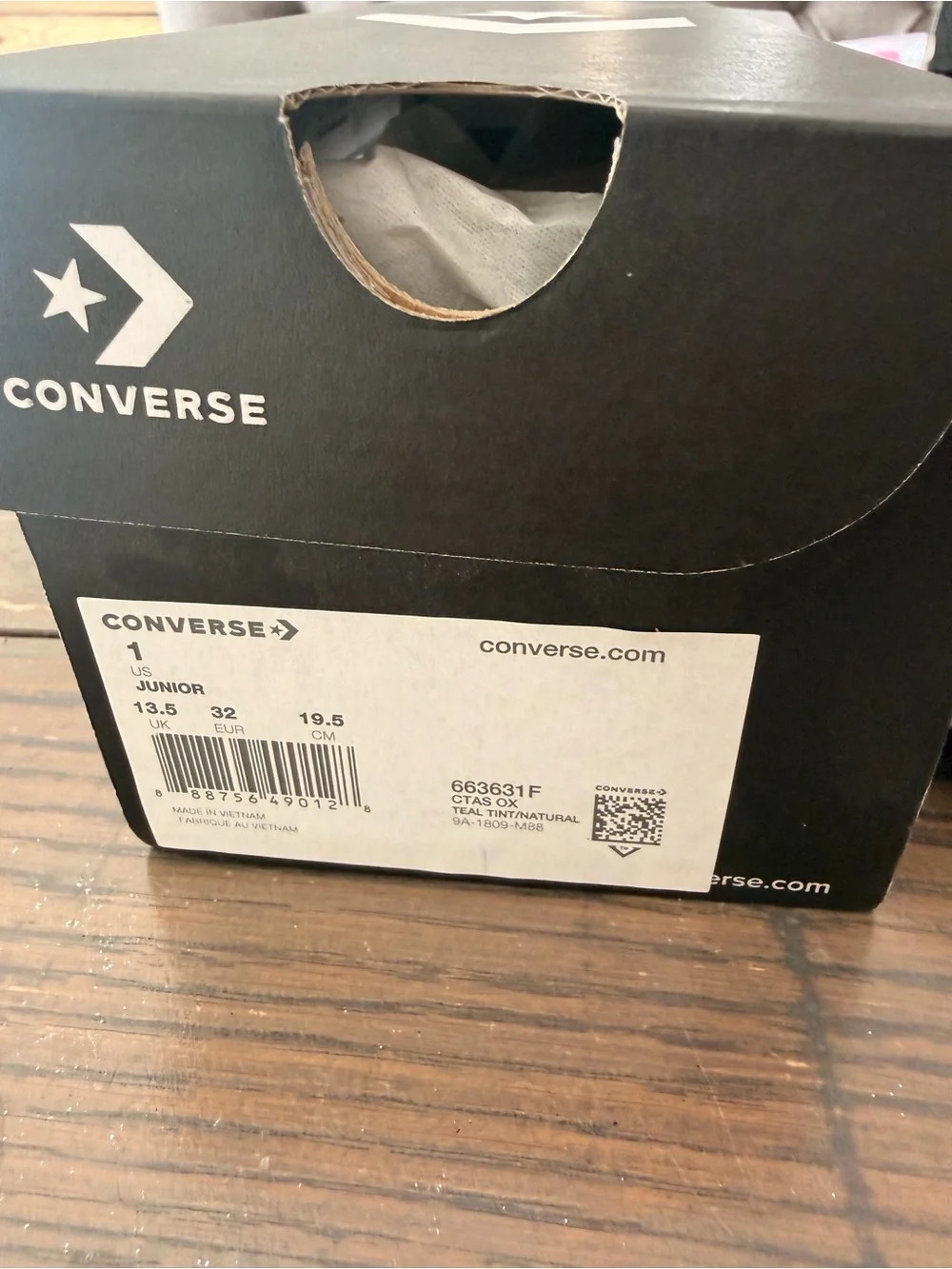 Kids Converse All Stars Mint Canvas Low-Top Sneakers size 1